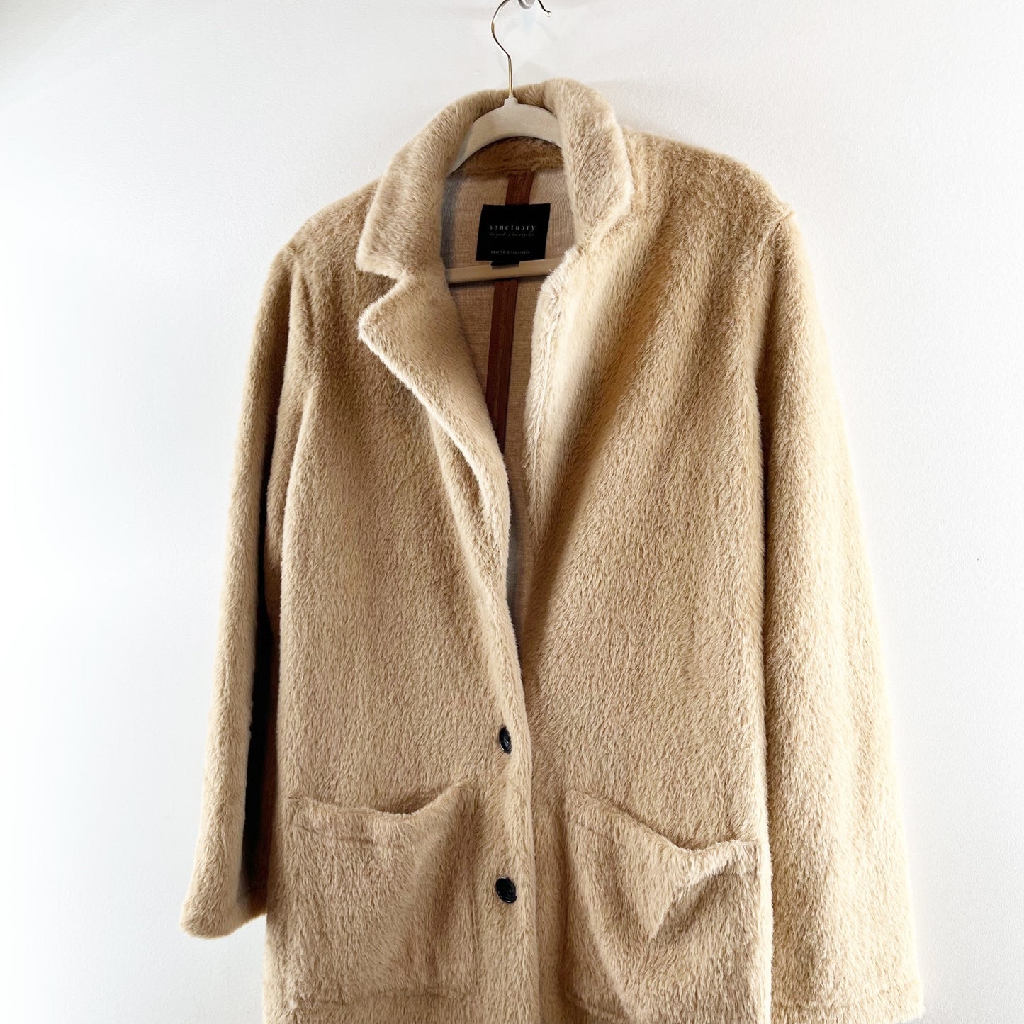 Sanctuary by Anthropologie Colleen Long Sleeve Teddy Long Overcoat Camel Small