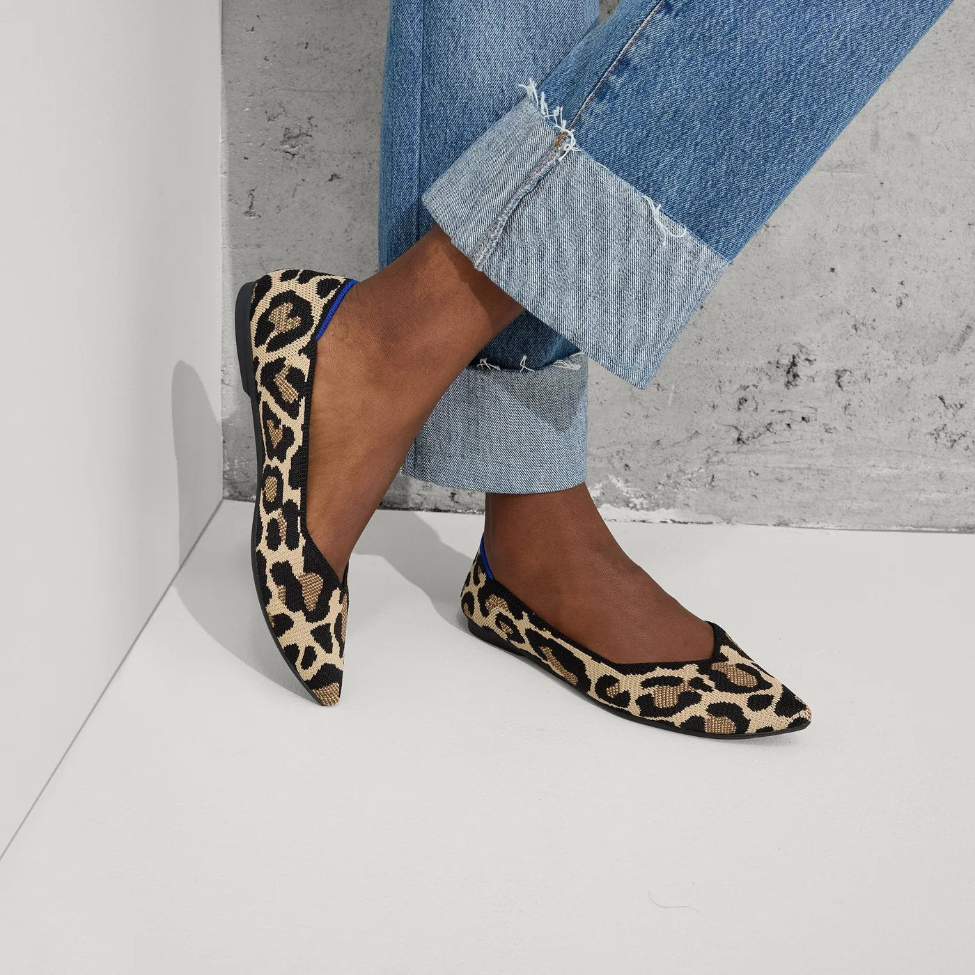 Rothy's The Point Animal Print Slip On Knit Ballet Flats Desert Cat Leopard 9.5