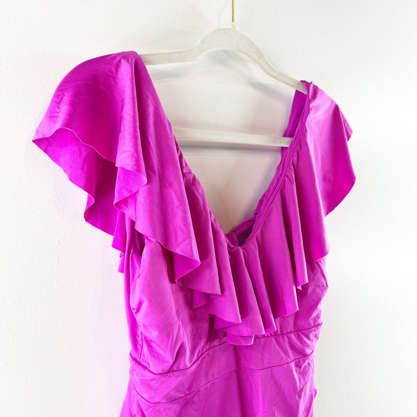 Trina Turk Swim Monaco Solids Ruffle V-Neck One Piece Swimsuit Stargazer Pink 6