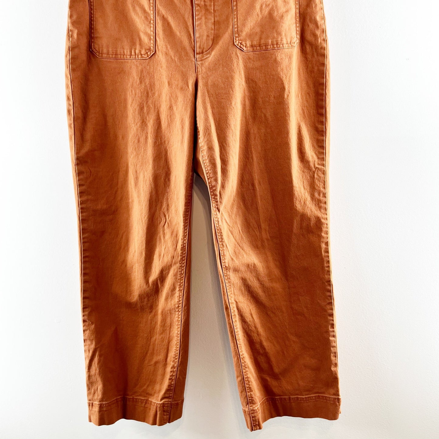 Old Navy High Rise Wide Leg Cropped Chino Pants Copper Penny Brown 14 Tall