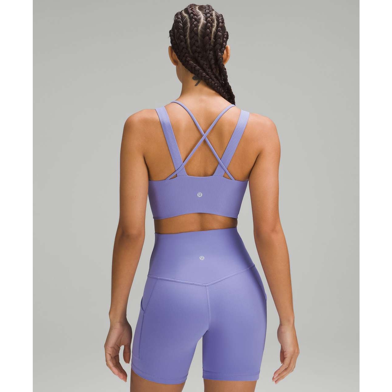 Lululemon Like a Cloud Longline Ribbed Bra Light Support D/DD Cups Dusty Lilac 8