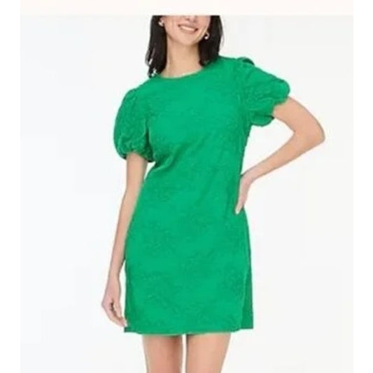 J. Crew Eyelet Puff Short Sleeve Mini Dress Dublin Green 4