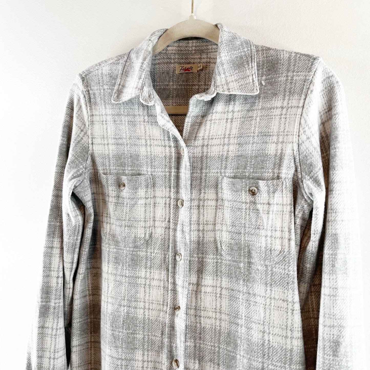 Faherty W Legend Sweater Button Down Shirt Winter Clouds Plaid Gray XS