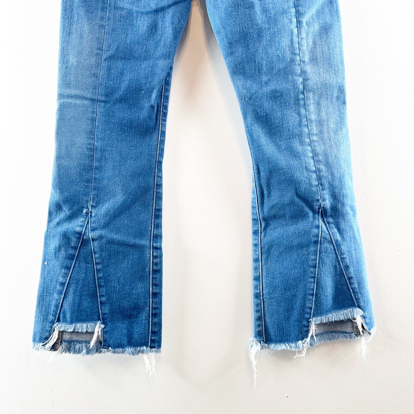 LOFT High Waist Flare Cropped Raw Hem Jeans Blue 2 / 26