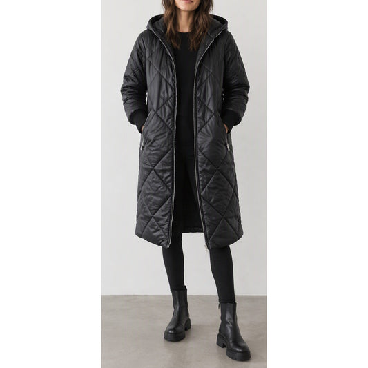 Lamarque Samantha Black Quilted Puffer Winter Parka Coat Jacket XS