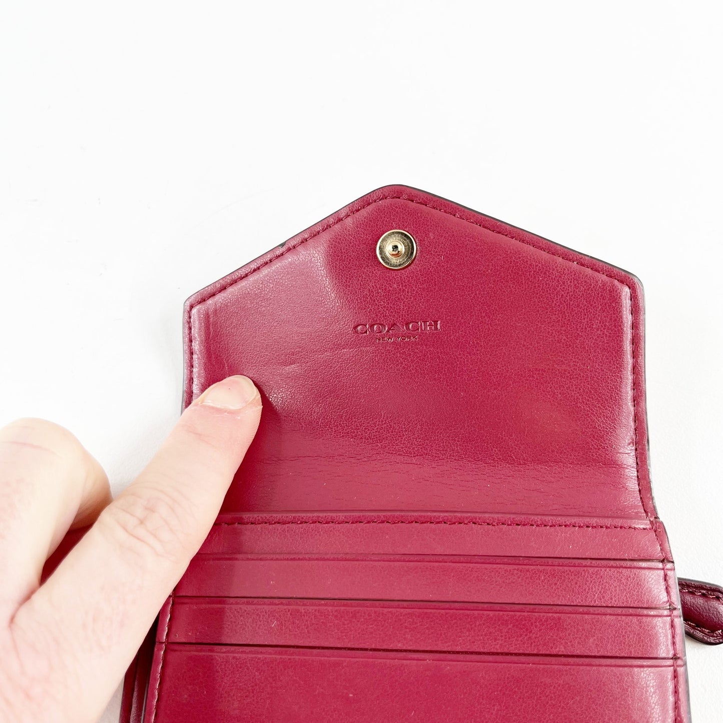 Coach Square Trifold Floral Snap Wallet Cream