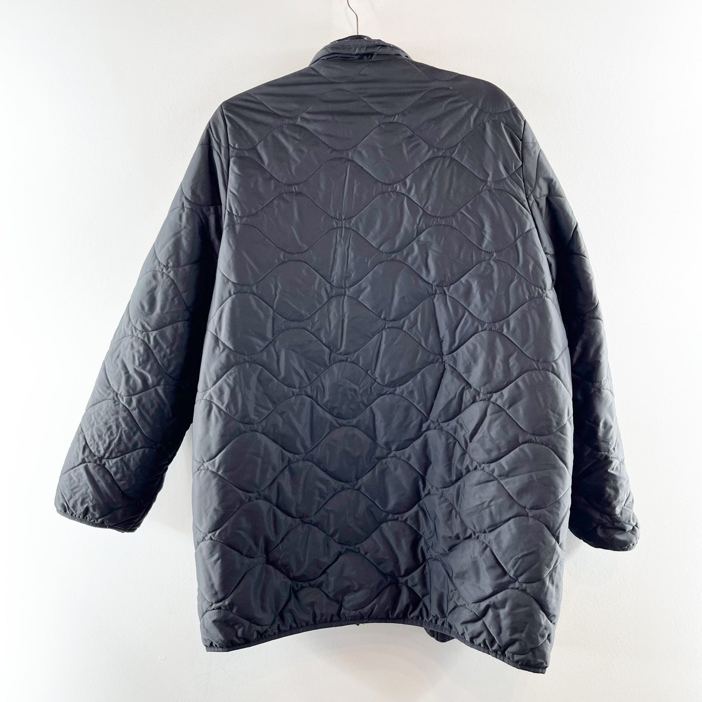 Quince Featherless Quilted Long Puffer Jacket Coat Black XL