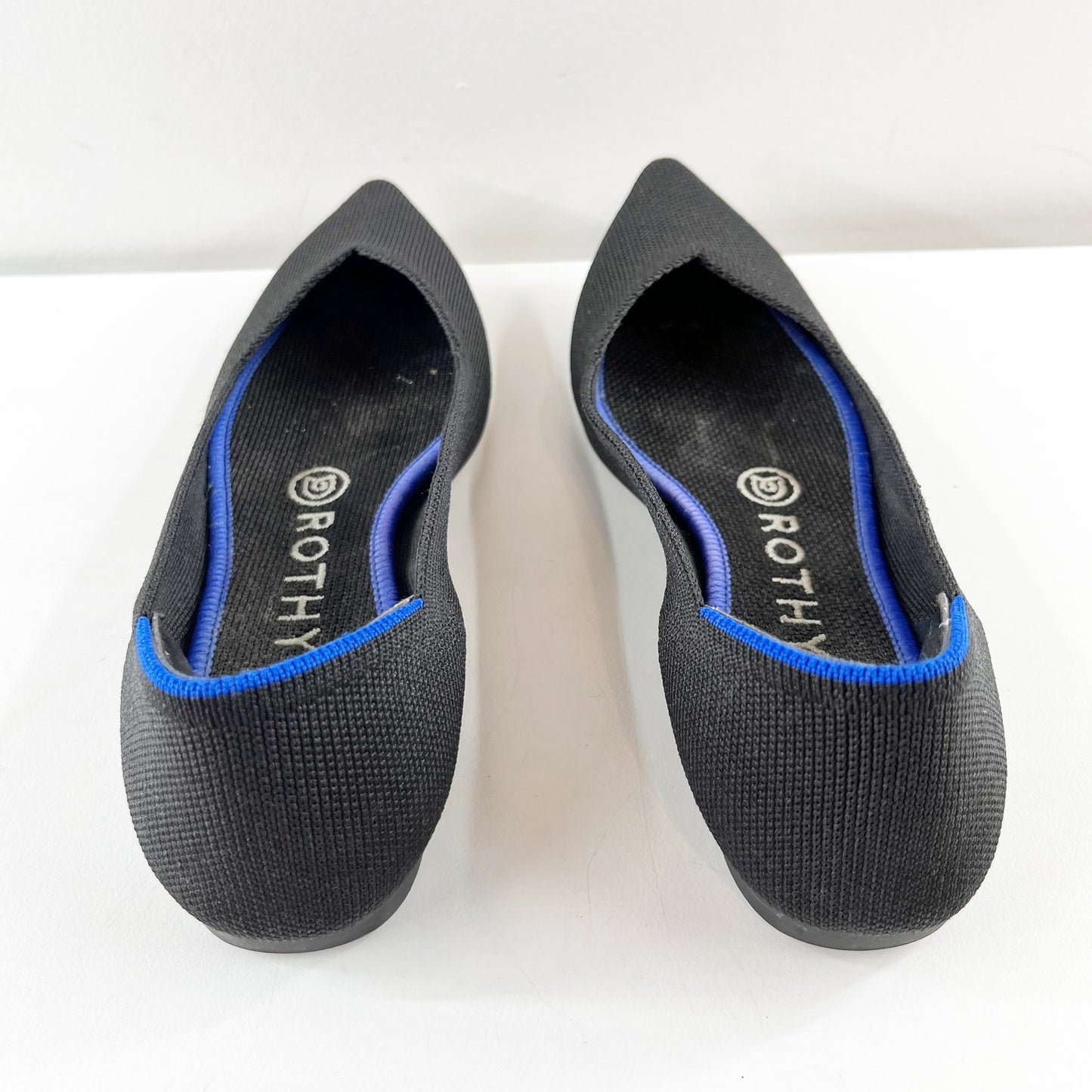 Rothy's Comfortable Soft Flexible The Point Slip On Knit Flats Black Solid 6.5