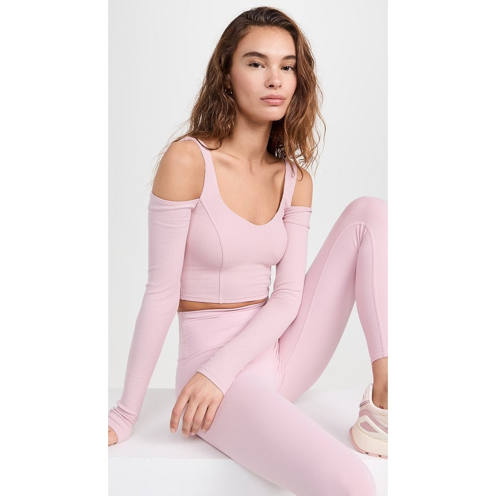 Alo Yoga Ribbed Cropped Butterfly Long Sleeve Tee Ballet Pink Small