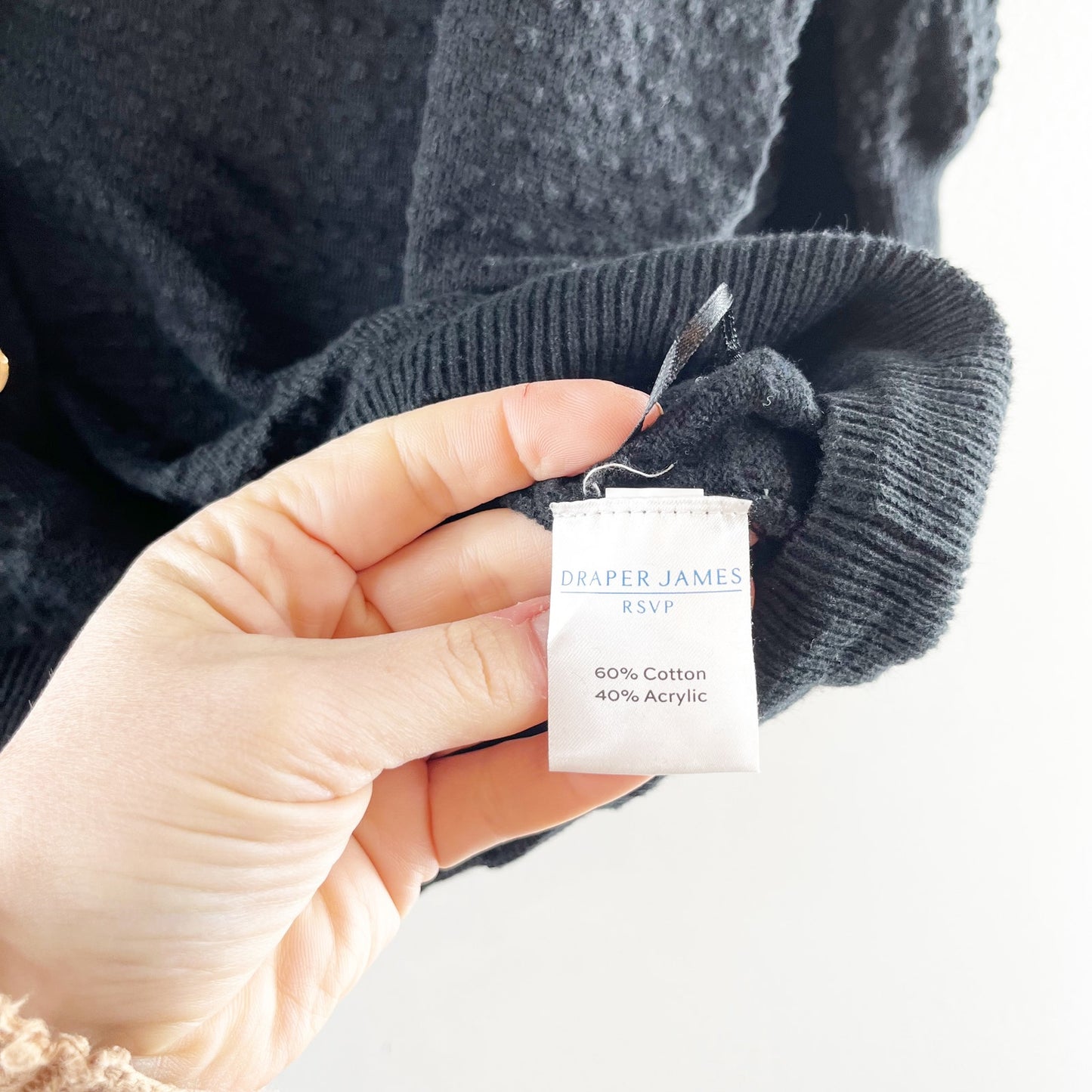 Draper James Short Puff Sleeve V Neck Button Up Cardigan Sweater Black Large