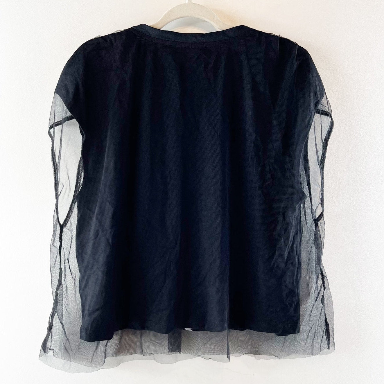 Pilcro Anthropologie Cap Short Sleeve Mesh Graphic Band Tee Shirt Black Large