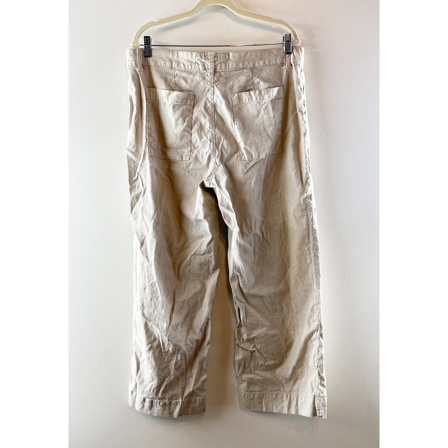 Frank & Eileen High Rise Wide Leg Waterford Cotton Flax Trouser Chino Pants Tan