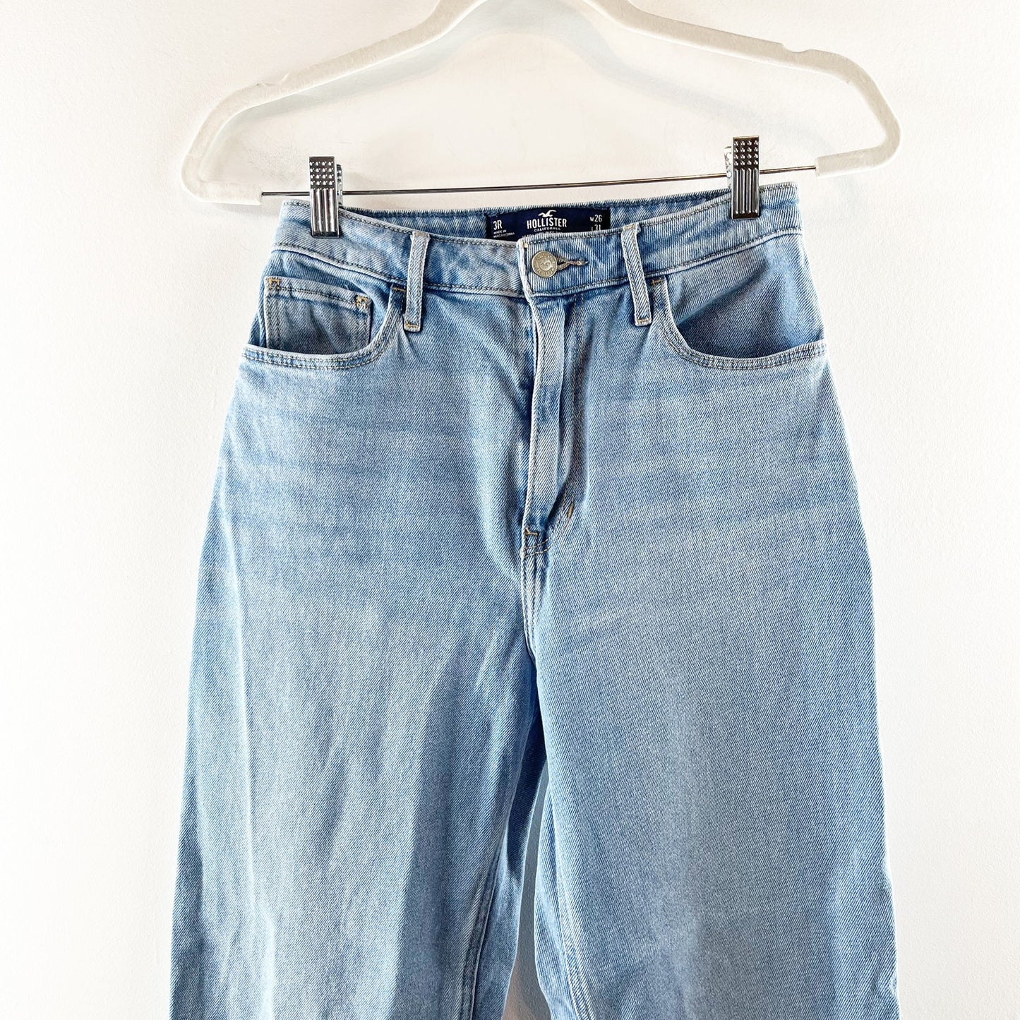 Hollister Ultra High Rise Dad Jeans Slit Hem Blue 26 / 2