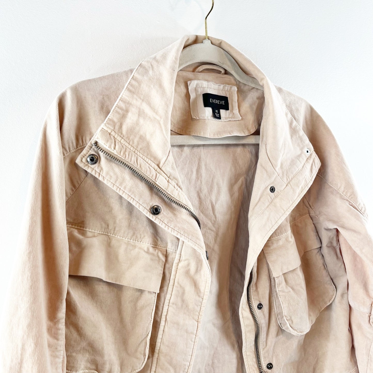 Evereve Corduroy Camp Utility Jacket Tan Beige XS