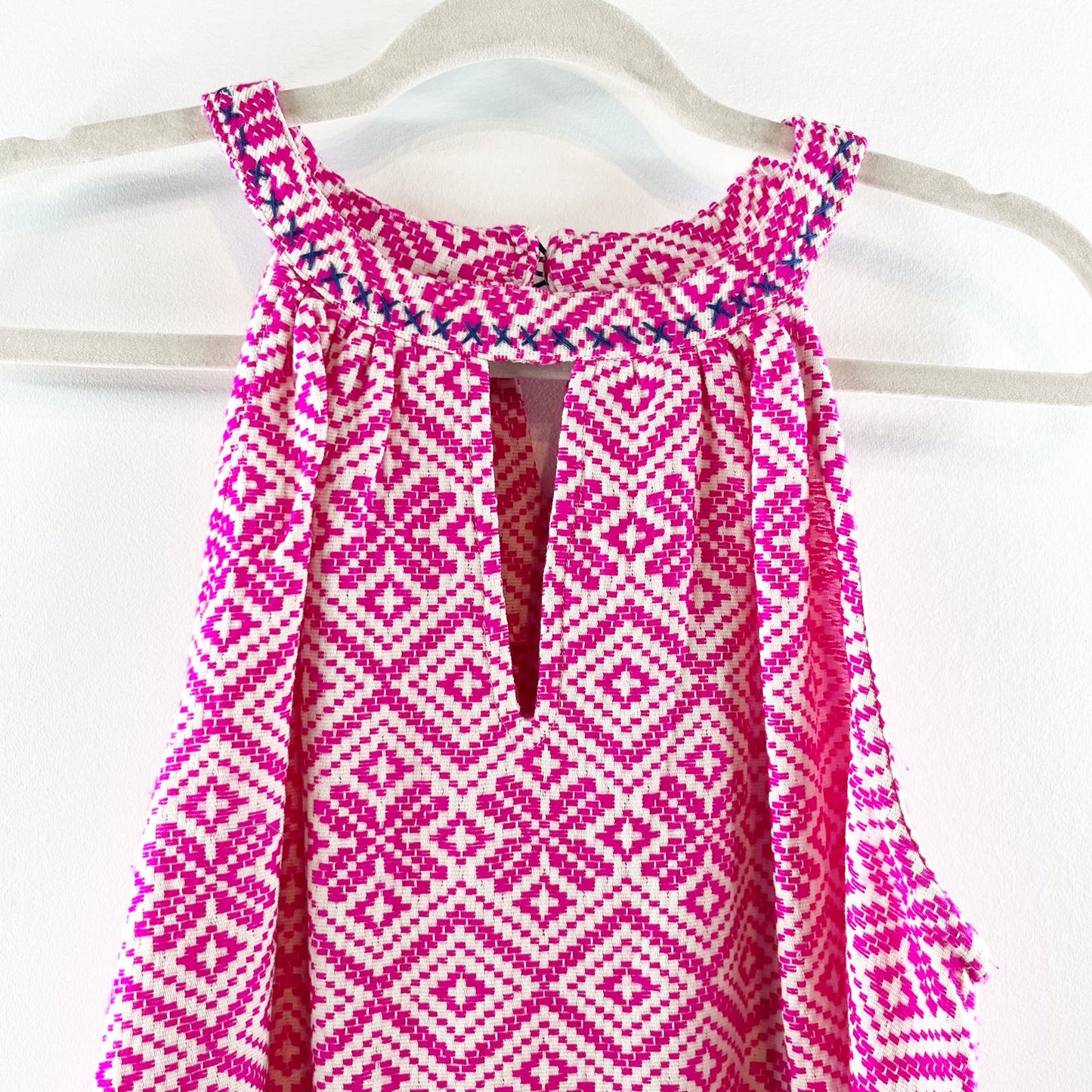 THML Tassel Hem Halter Keyhole Sleeveless Tank Top Pink Large