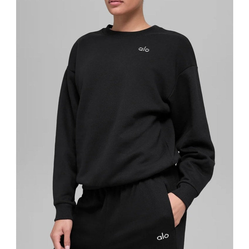 Alo Accolade Crew Neck Pullover Sweatshirt Black Small