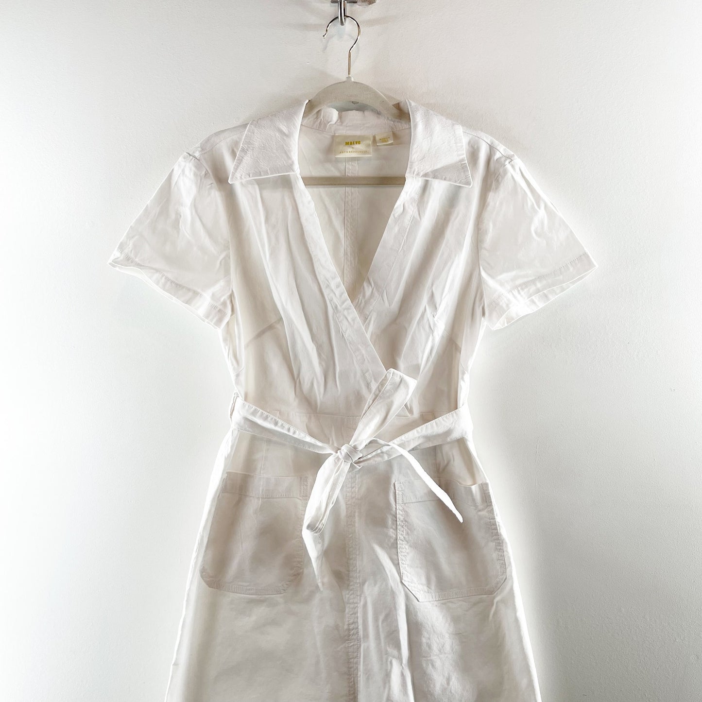 Maeve by Anthropologie The Colette Short Sleeve Wrap Midi Dress White Medium