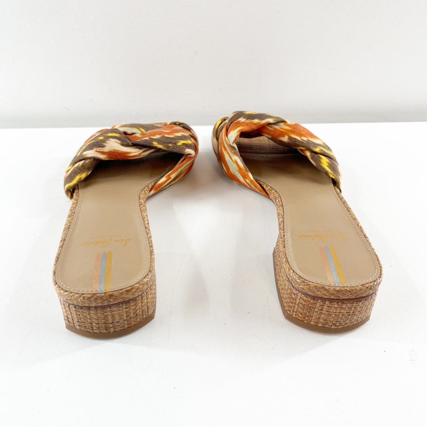 Sam Edelman Dawson Block Heel Slip On Woven Slides Sandals Sunset Orange 7