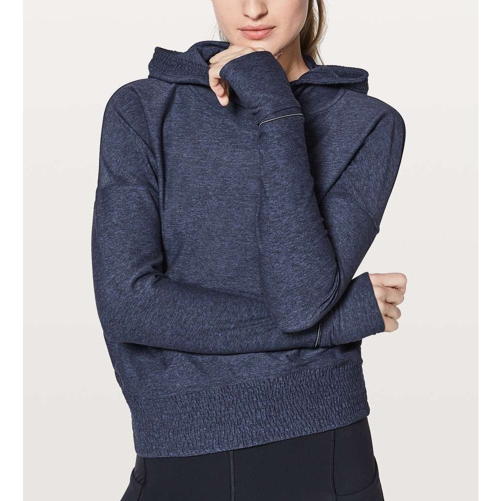 Lululemon Athletica Lead The Pack Hoodie Heathered Navy Blue Black 6