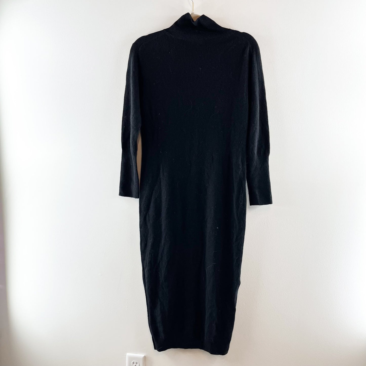Quince Mongolian Cashmere Turtleneck Long Sleeve Midi Dress Black Small