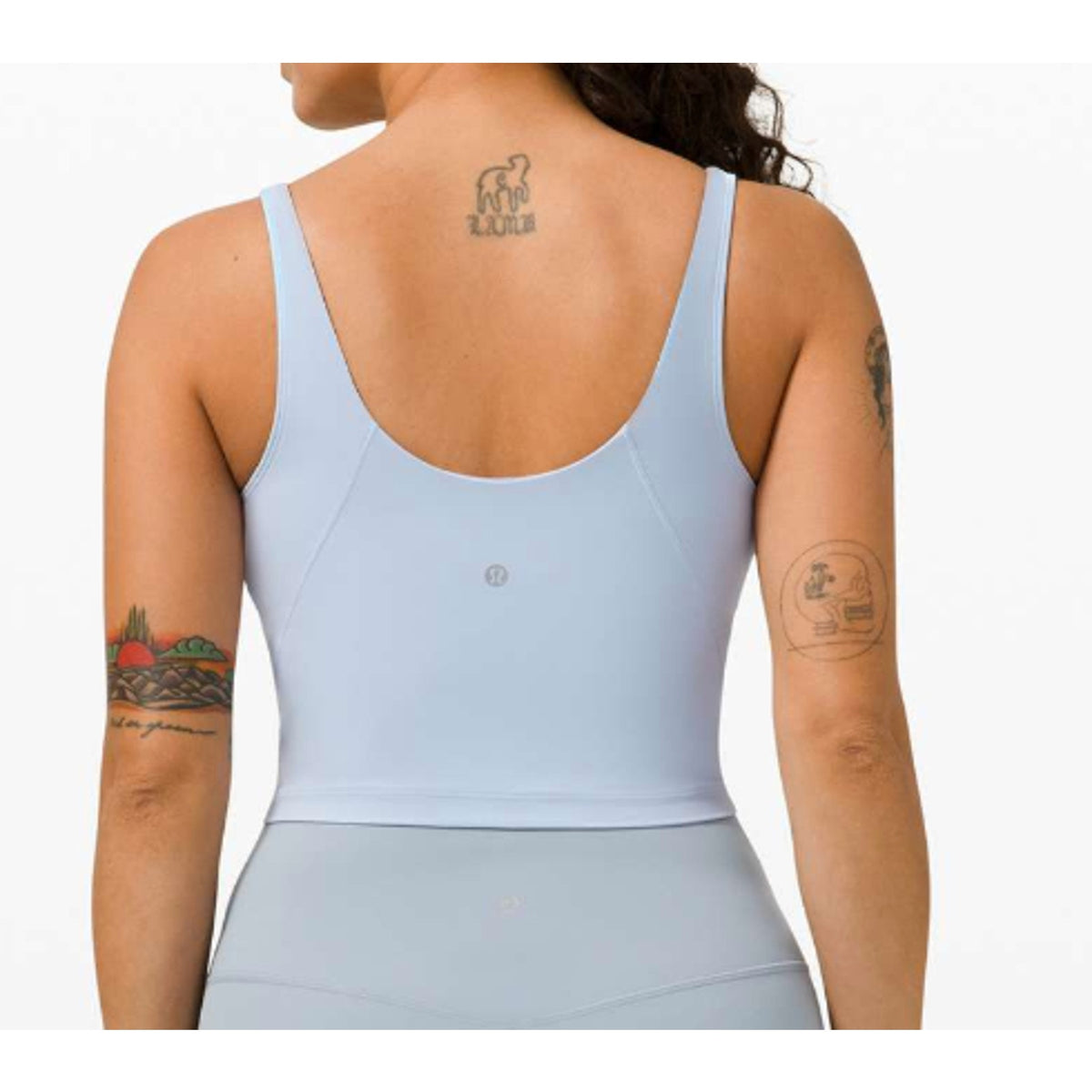 Lululemon Align Cropped Built In Bra Tank Top Blue Linen 8