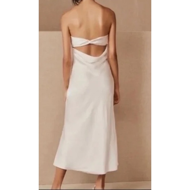 Sachin & Babi Aubrey Open Cutout Back Strapless Midi Slip Dress White 8