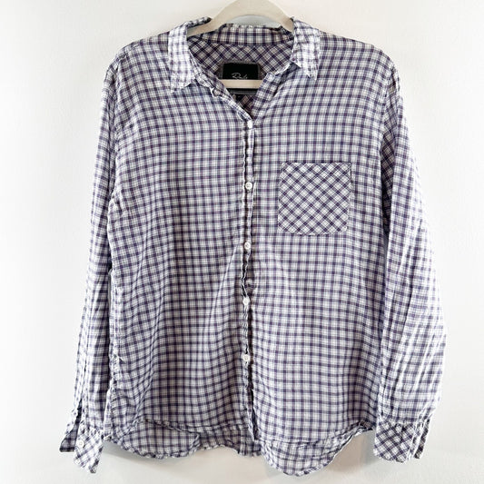 Rails Plaid Long Sleeve Chest Pocket Collared Button-Up Shirt Purple Medium