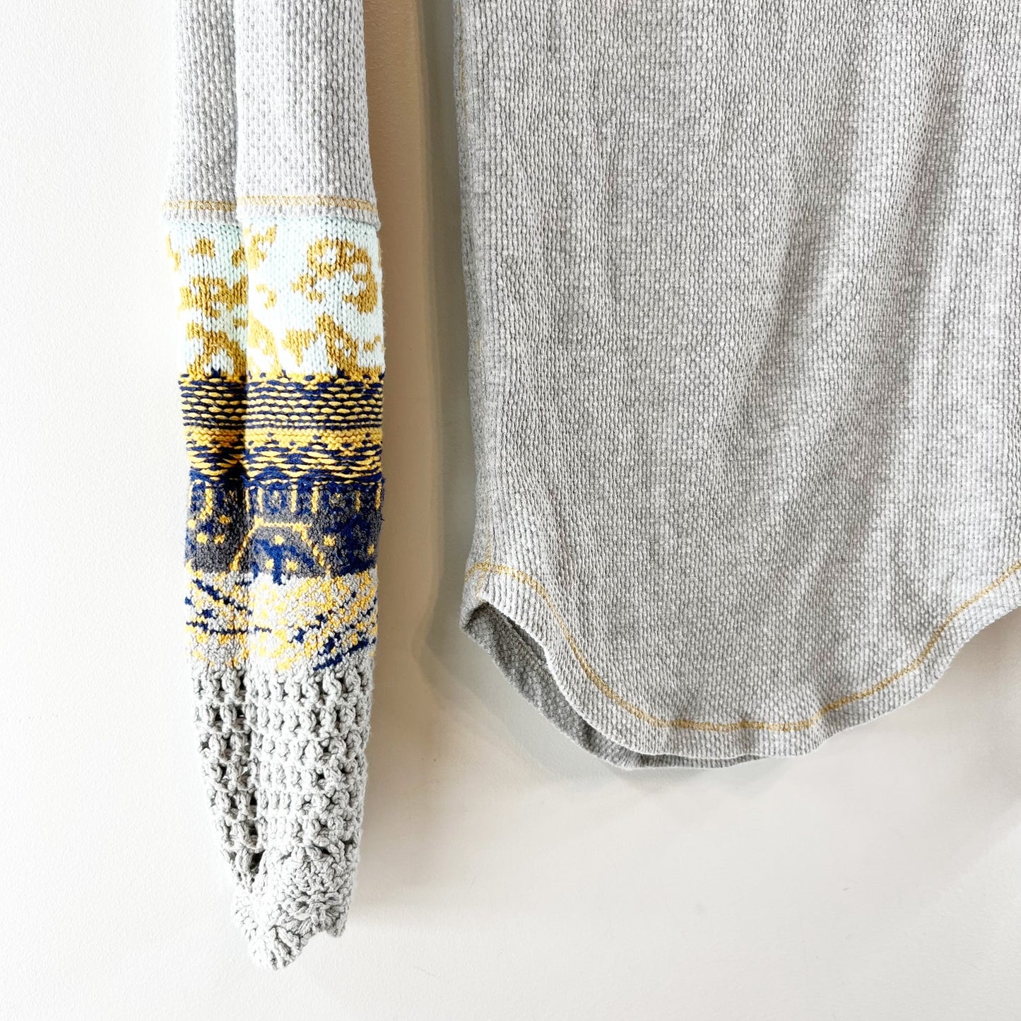 Free People in The Mix Long Sleeve Waffle Thermal Top Gray XS
