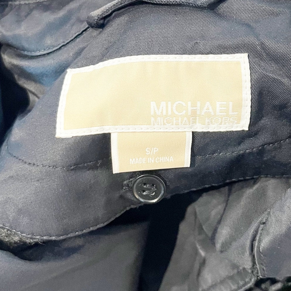 Michael Kors Long Sleeve Double Breasted Belted Trench Coat Black Small