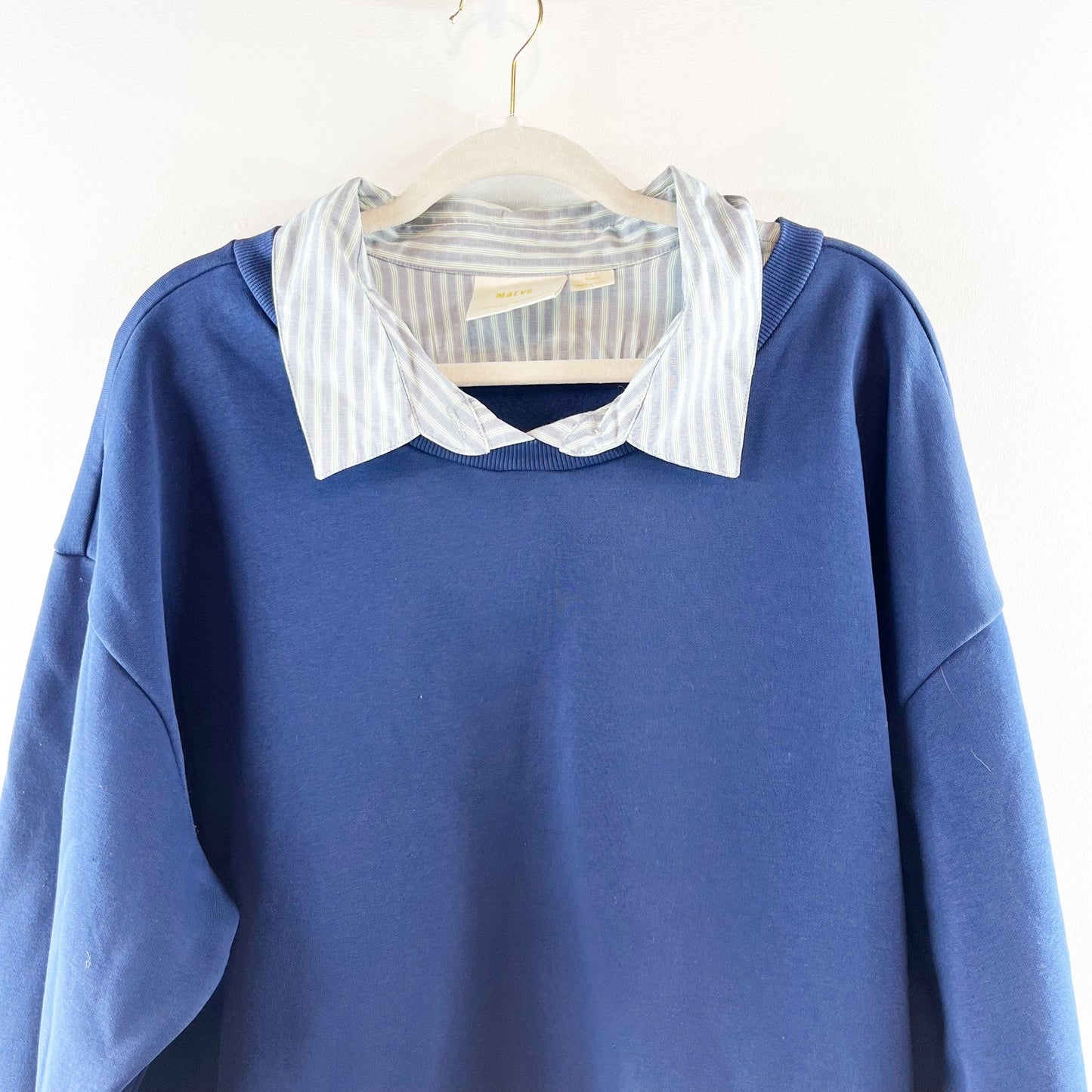 Maeve Anthropologie Long Sleeve Twofer Layered Oversized Sweatshirt Blue XL
