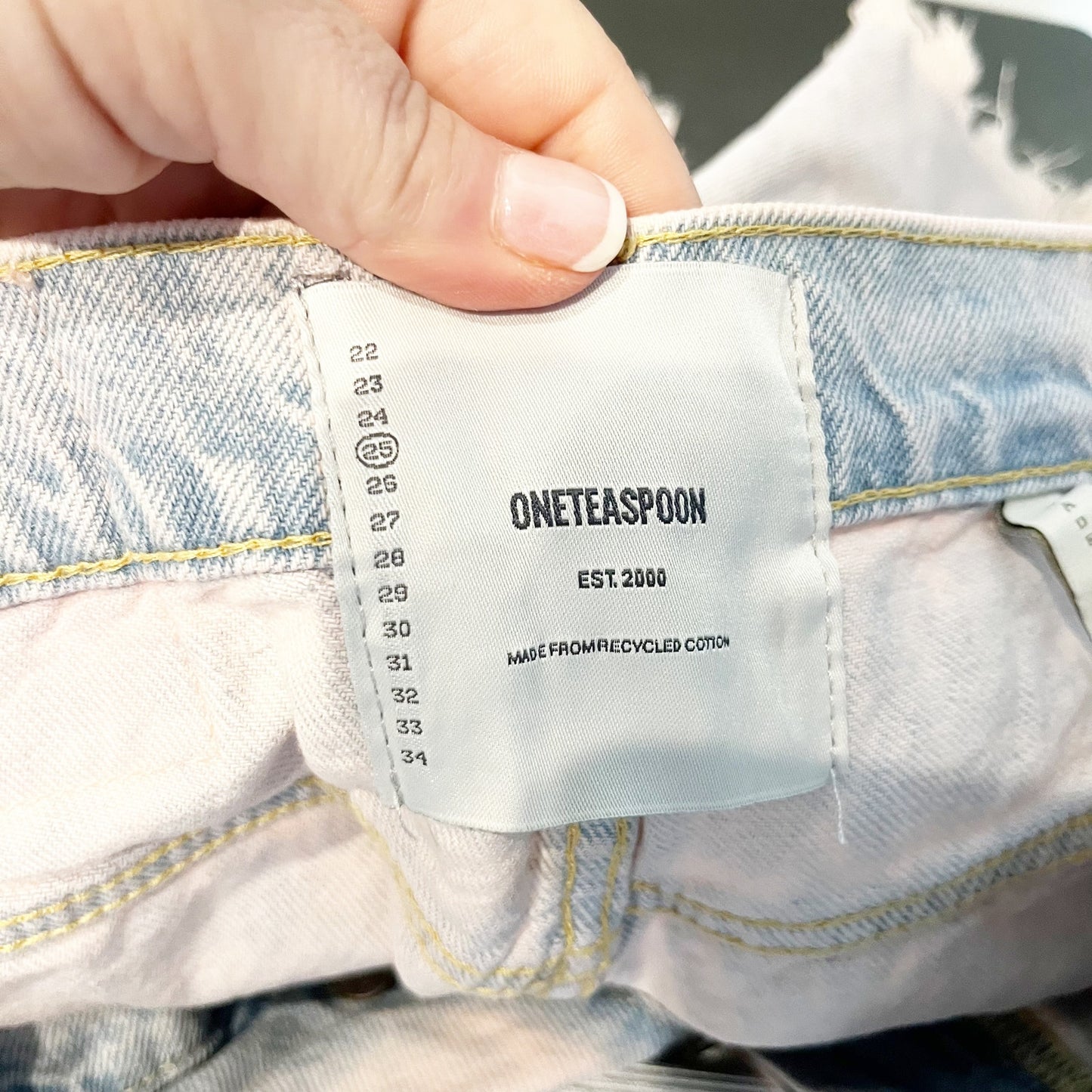 OneTeaspoon Pink Haze Outlaws Distressed Denim Jean Shorts Blue Pink 25