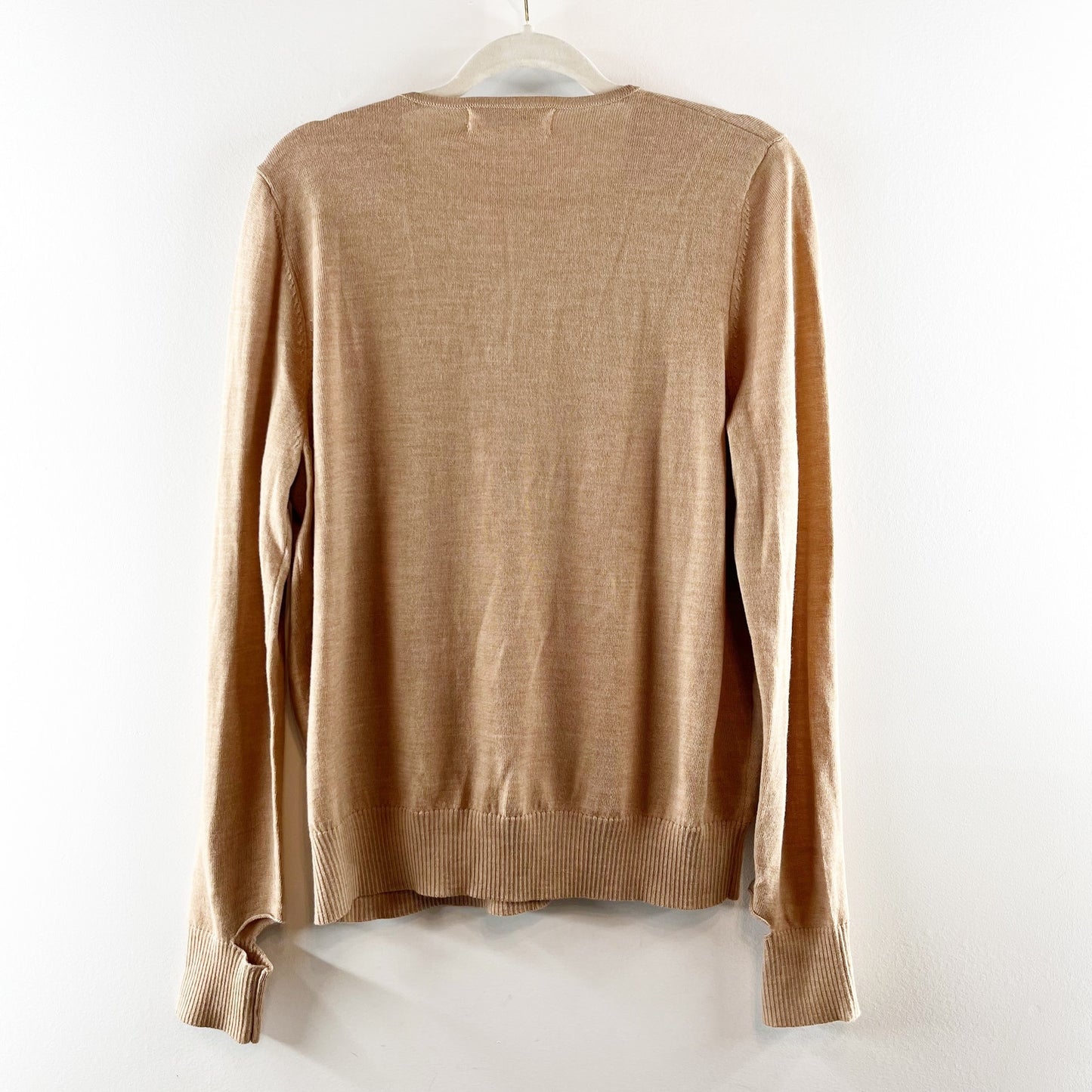 Roucha Tnot Twist Front Long Sleeve Wool Sweater Tan Melange Brown Large / C