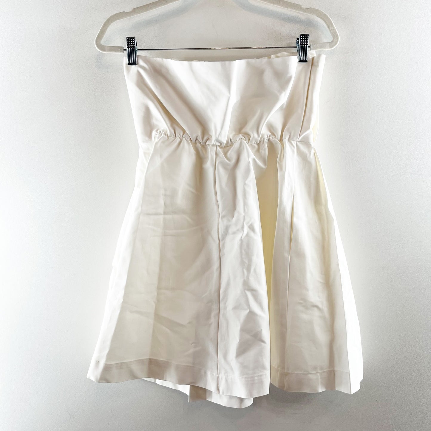 ASTR The Label Clemira Pleated Strapless Cotton Mini Dress White Medium