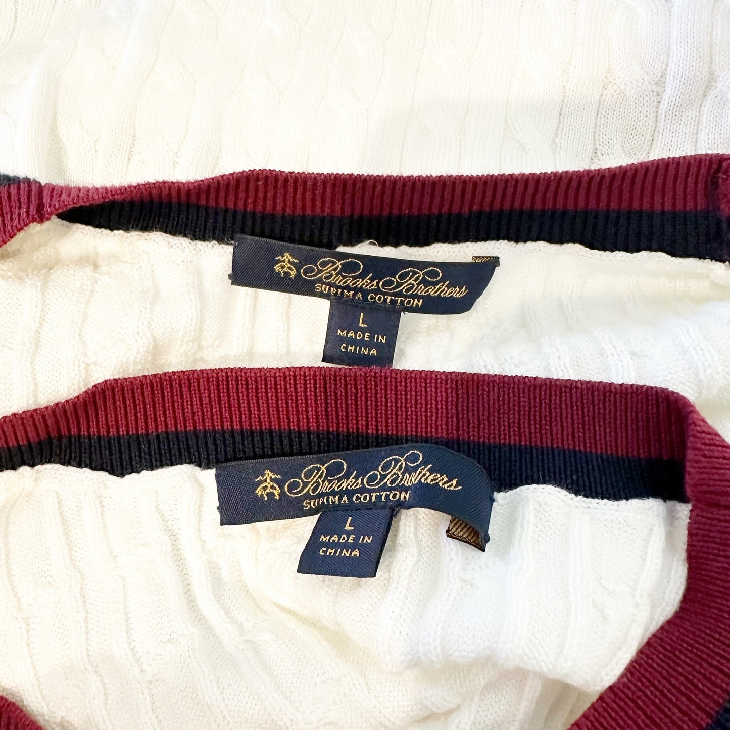 Brooks Brothers Supima Cotton Cable Cardigan Sweater and Shell Tank White L