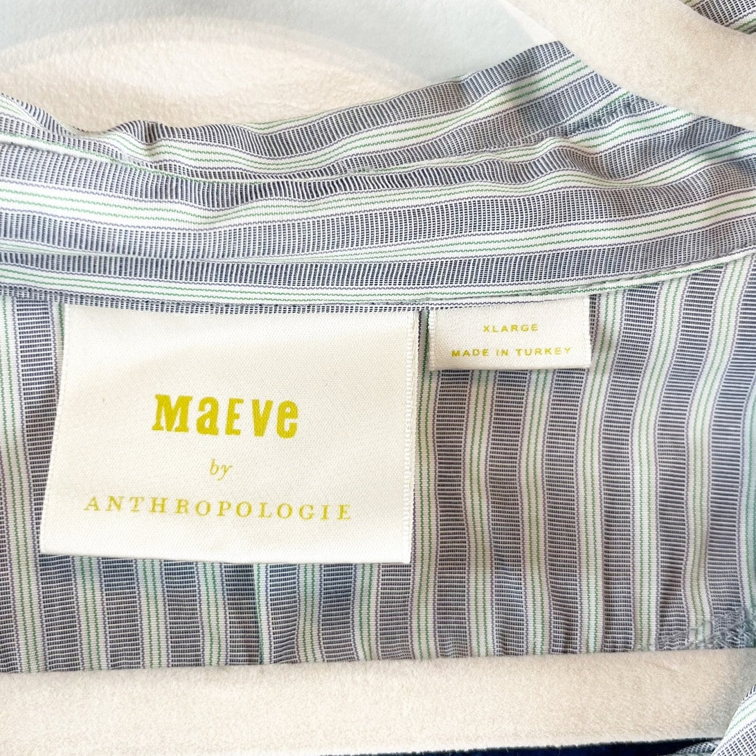 Maeve Anthropologie Long Sleeve Twofer Layered Oversized Sweatshirt Blue XL