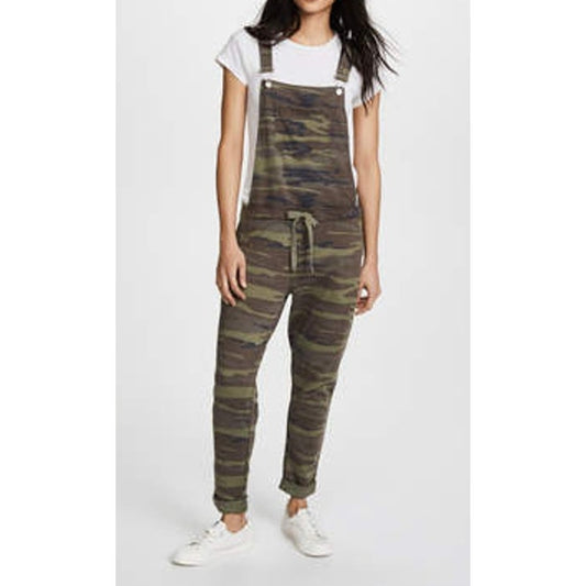 Z Supply The Camo Drawstring Waist Sweat Overalls Green XS