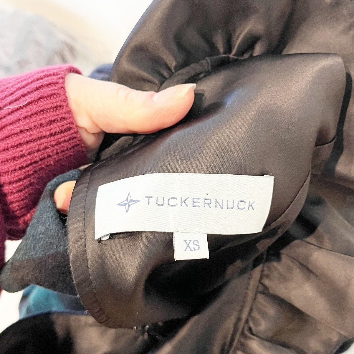 Tuckernuck Blackwatch Faye Plaid Wool Blend 3/4 Sleeve Blouse Green XS