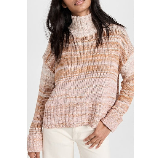 525 America Blair Shaker Knit Ombre Long Sleeve Turtleneck Sweater Beige XL