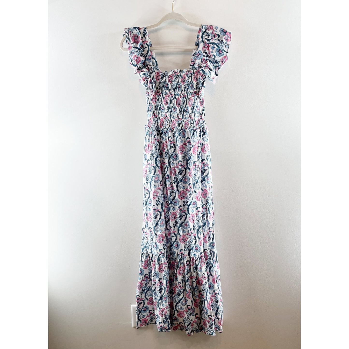 Anna Cate Collection Gisele Floral Flutter Sleeve Maxi Sundress Blue Pink XS