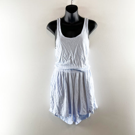 Aerie Scoop Neck Tank Top Pull On Shorts Lounge Set Light Blue Medium