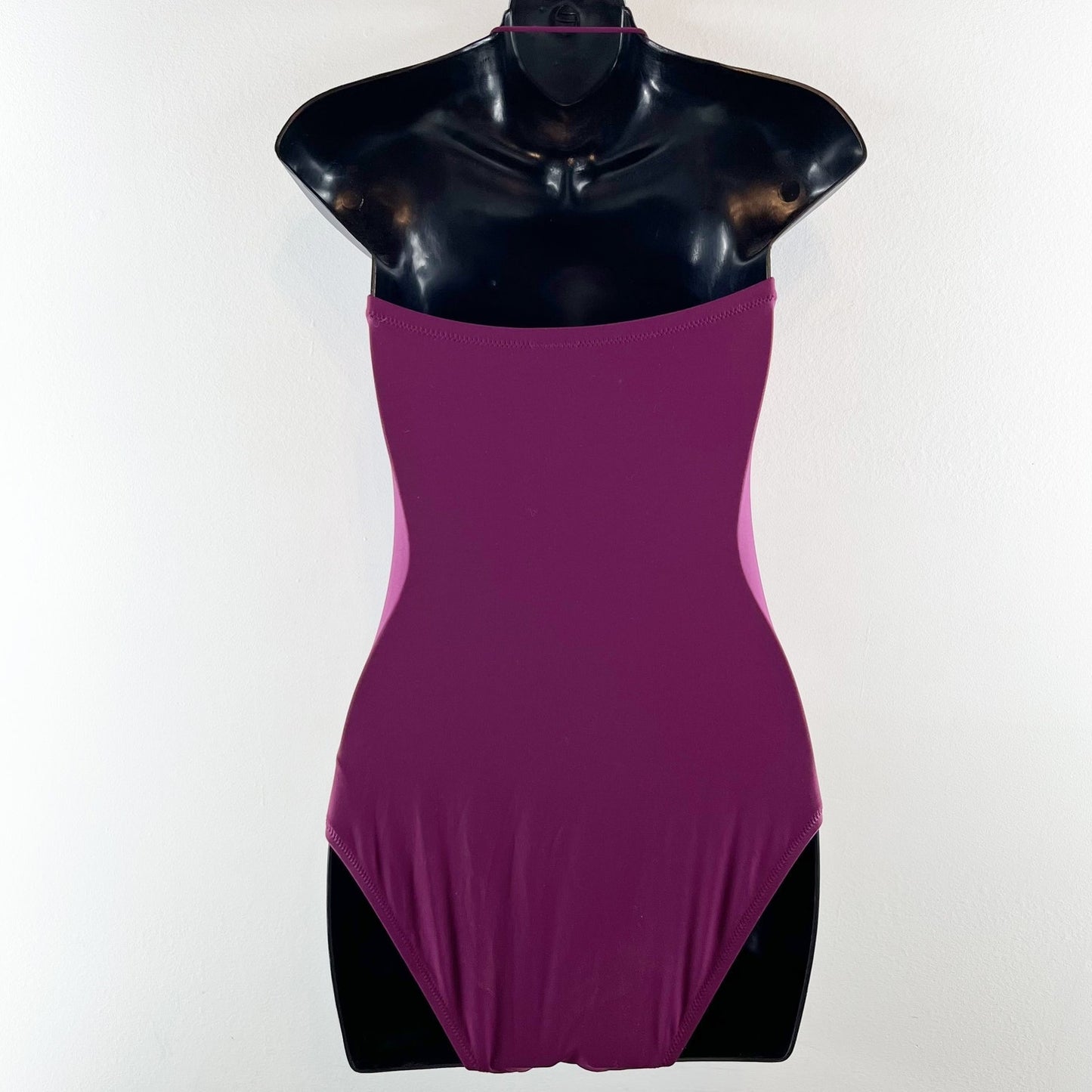 J. Crew Ruched Bandeau Halter Strapless One Piece Swimsuit Purple 4