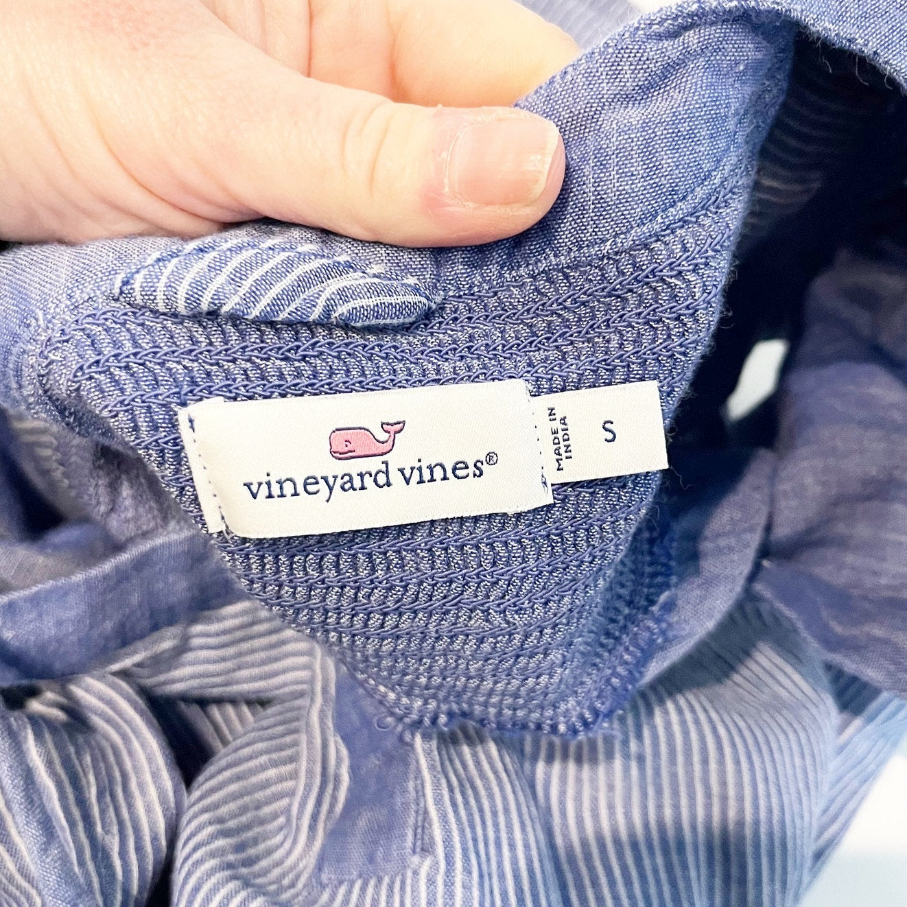 Vineyard Vines Belle Sleeveless Striped Cotton Mini Tunic Dress Blue Small