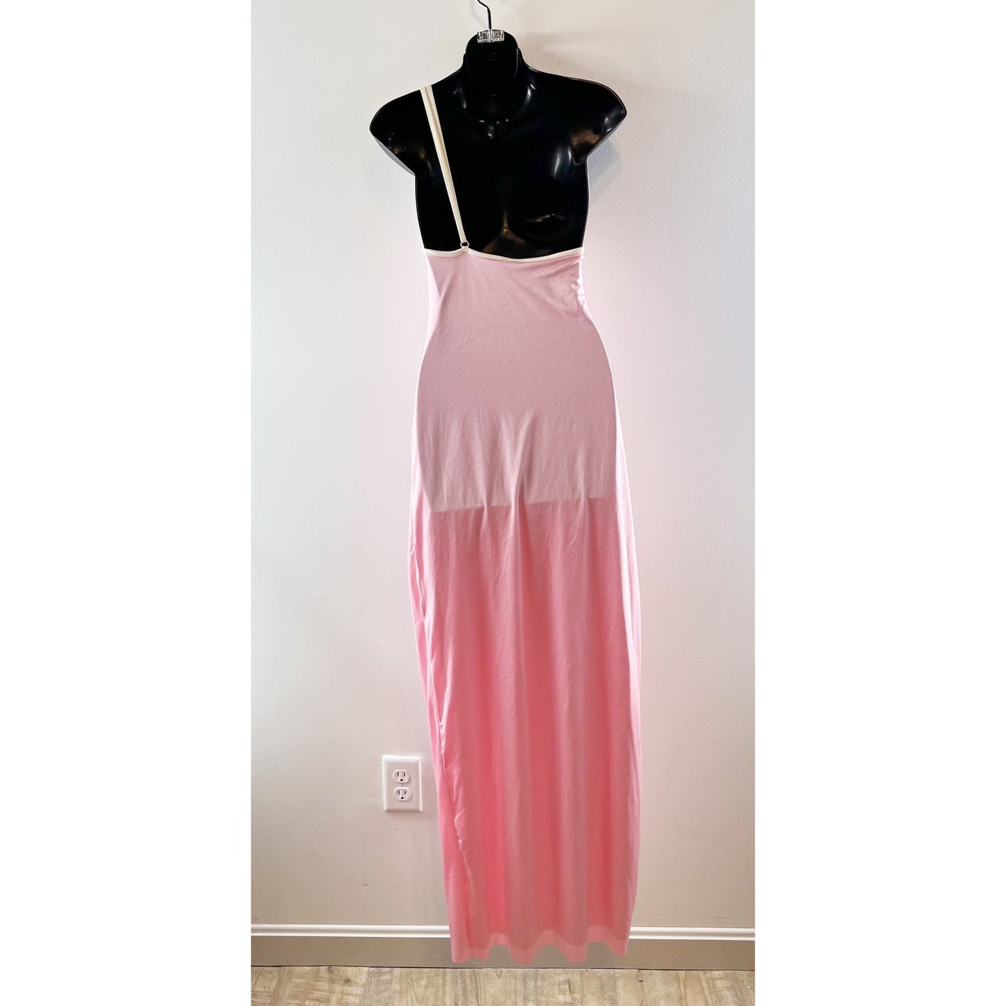 Baobab Anna One Shoulder Maxi Dress with Slit Baby Pink Small