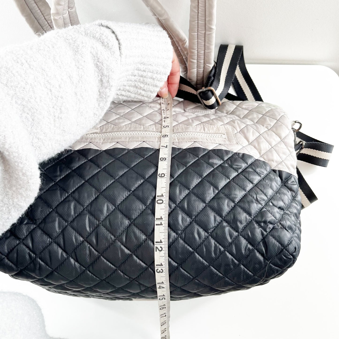 Oliver Thomas Kitchen Sink Colorblock Tote Quilted Bag Purse Gray Black