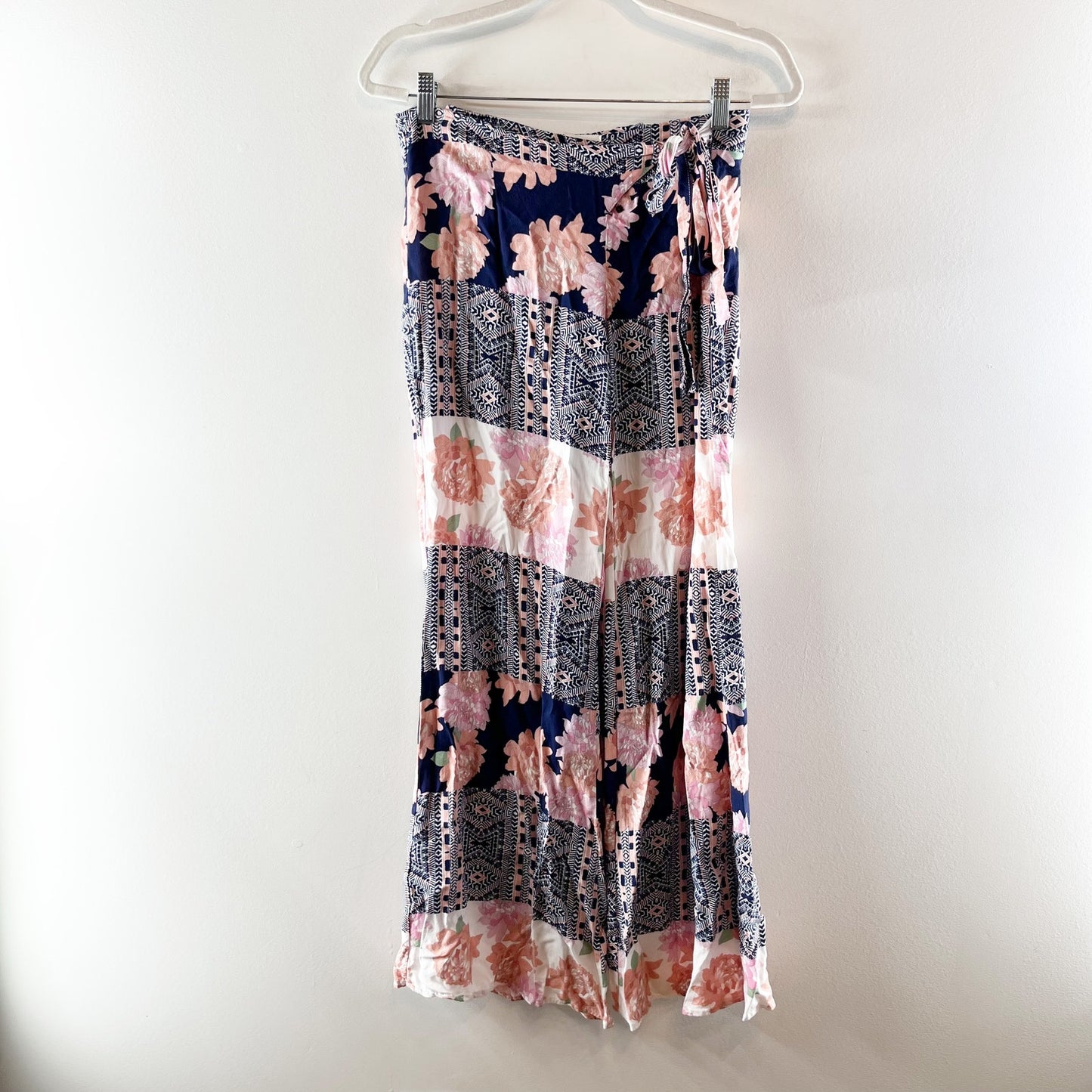 O'Neill Patchwork Flare Side Tie Beach Pants Blue Pink Boho Small