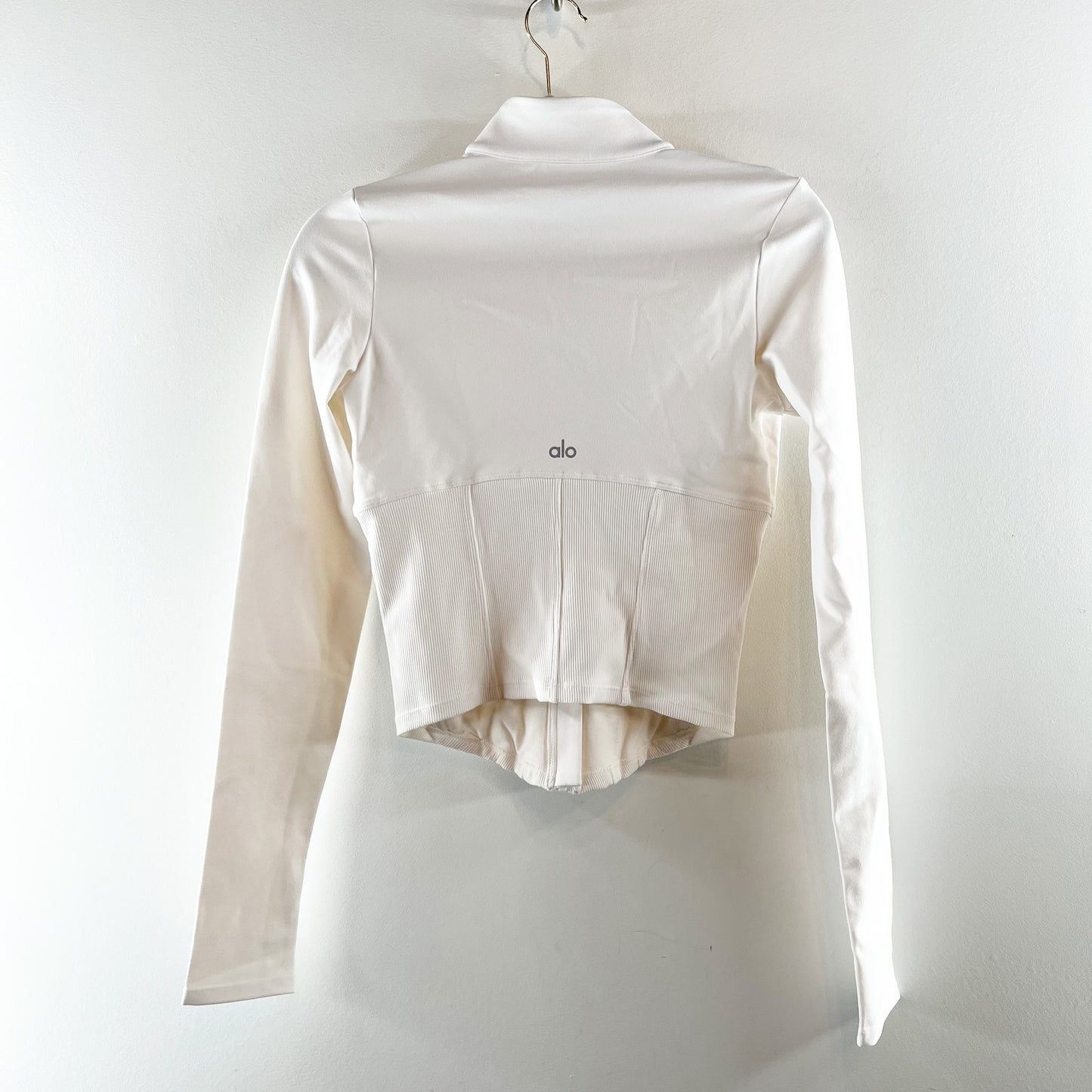 Alo Airbrush Corset Full Zip Long Sleeve Jacket White Small