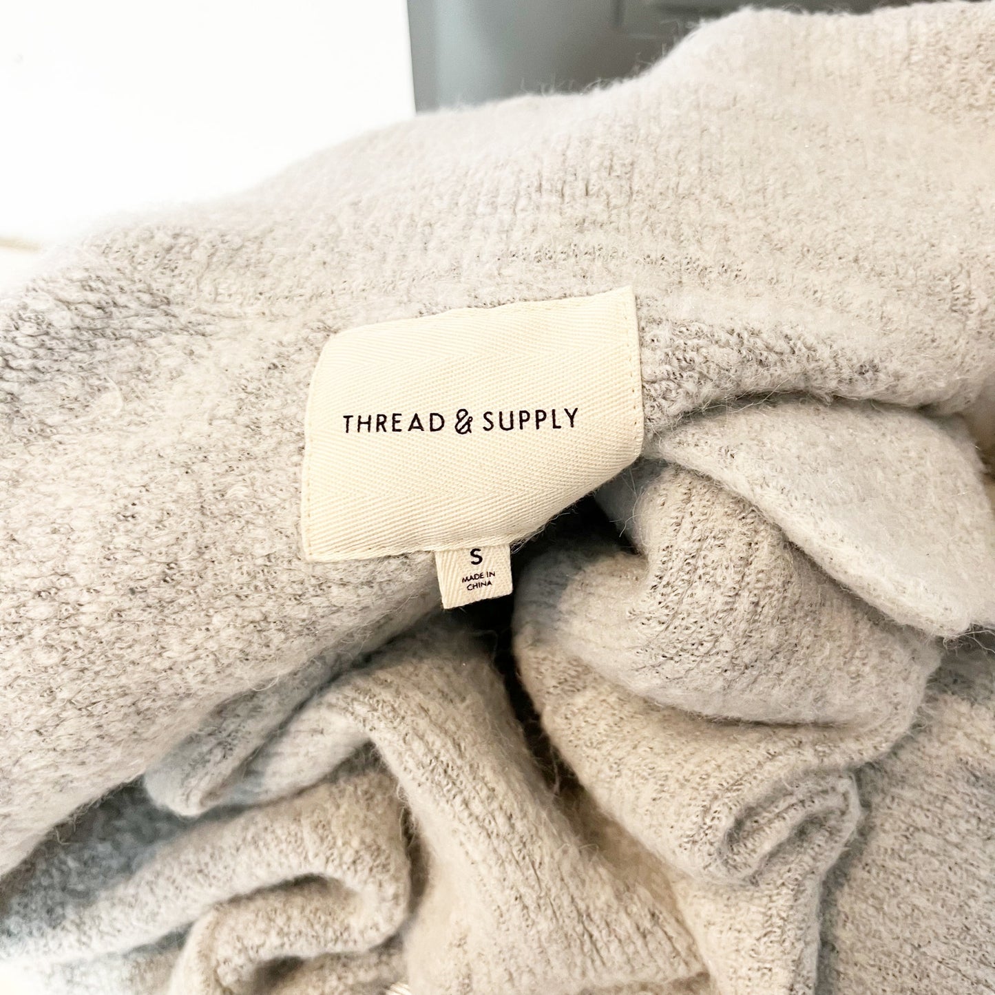 Thread & Supply Open Long Sleeve Cozy Cardigan Sweater Coatigan Gray Small