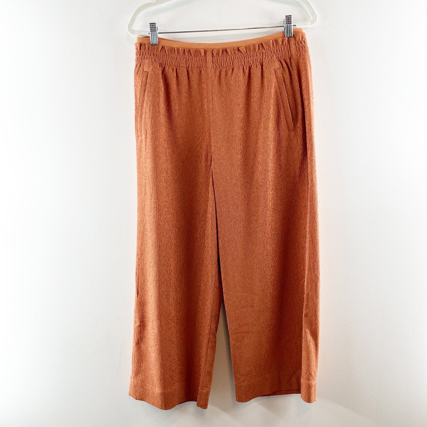 Athleta High Rise Echo Wide Leg Cropped Pants Bronze Orange 12