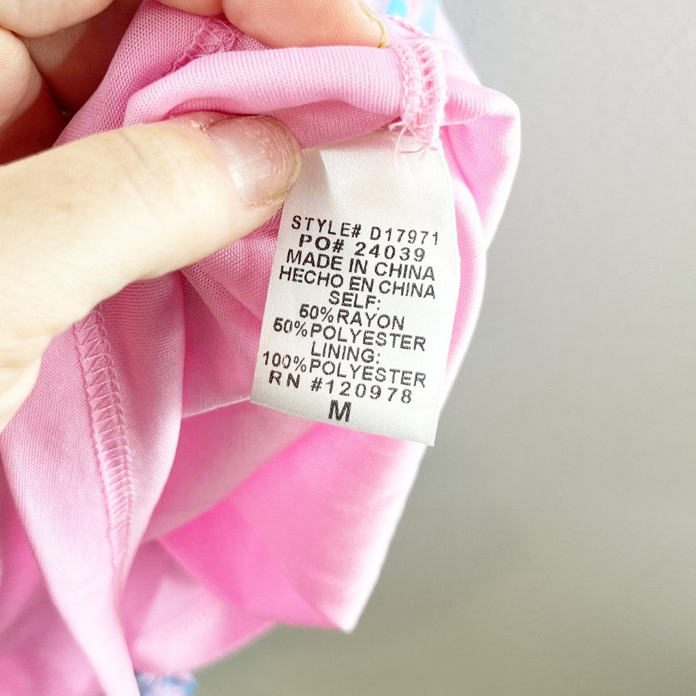 Entro Gingham Print Flutter Sleeve Square Neck Maxi Dress Purple Pink Medium