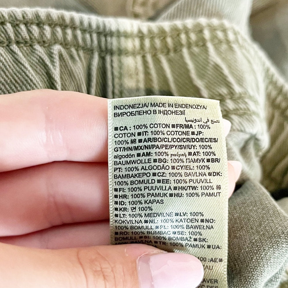 GAP Easy Jean High Rise Cargo Cotton Ankle Pants Green Large